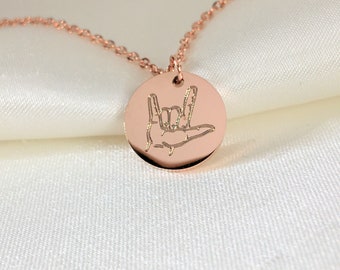 I Love You sign language necklace, I love you necklace for girlfriend or wife, I love you necklace for Besties & Sisters, Gift for daughter