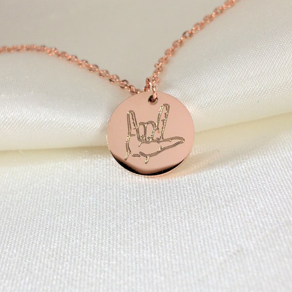 I Love You sign language necklace, I love you necklace for girlfriend or wife, I love you necklace for Besties & Sisters, Gift for daughter