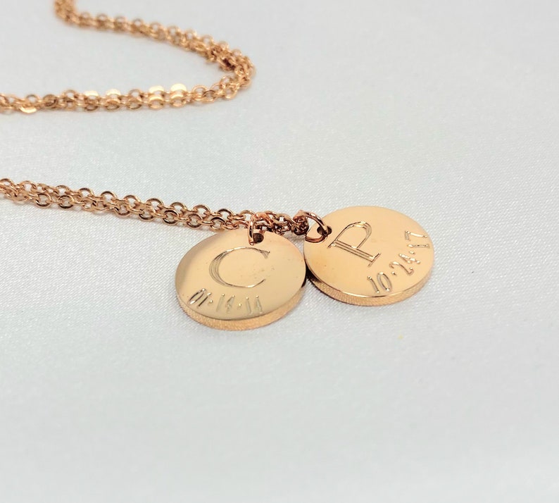 Childrens initial birthdate necklace Personalized necklace Etsy