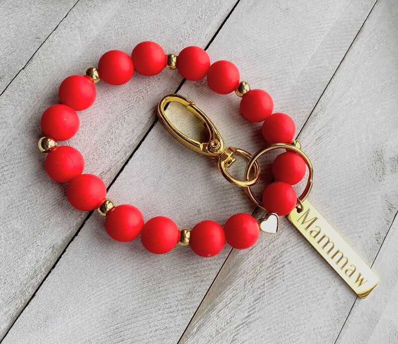 Beaded Wristlet Keychain Stretch Bracelet Keychain Etsy