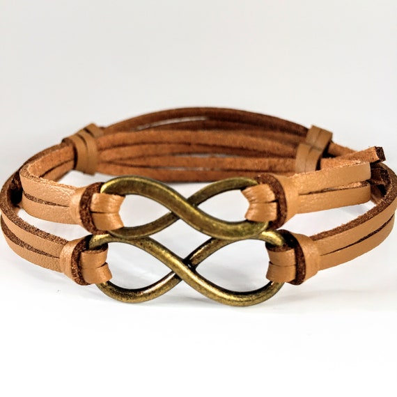 Leather Infinity Couples Bracelet Set, His and Hers Matching