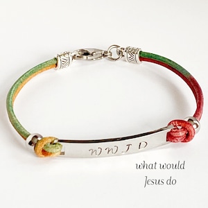 What would Jesus do leather bracelet, WWJD jewelry, Religious jewelry, Christian bracelet, Friendship bracelet, Confirmation gift