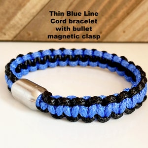 Thin blue line bracelet, Back the blue bracelet, Police support jewelry, Law and Order support, Police blue line, Magnetic clasp bracelet