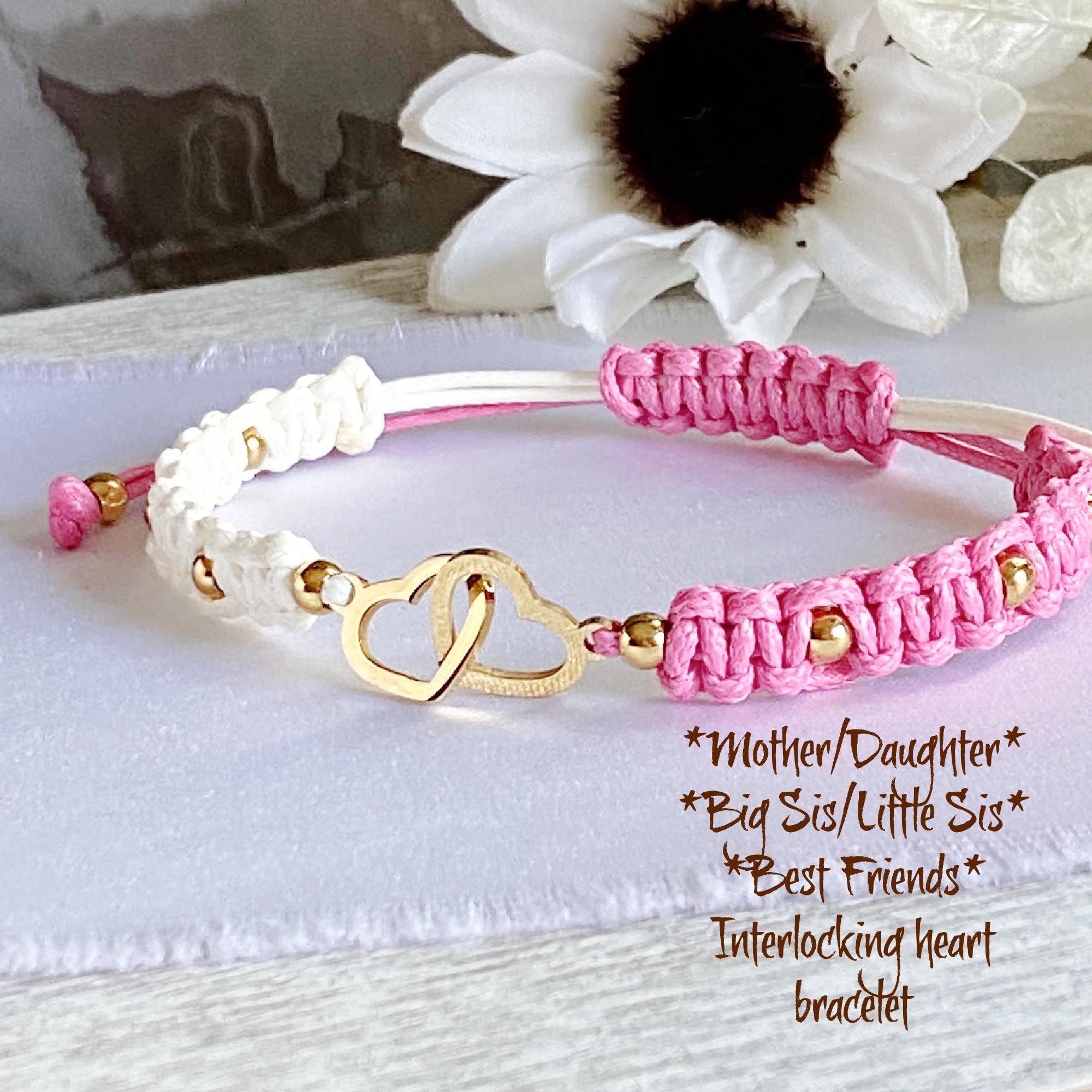 Interlocking Heart Bracelet, Mother Daughter Bracelet, Big Sis