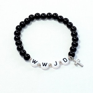 WWJD bead bracelet, What would Jesus do, He would Love first, Religious bracelet, Confirmation gift, Baptism gift, First communion gift