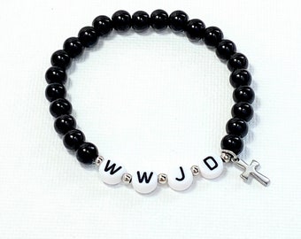 WWJD bead bracelet, What would Jesus do, He would Love first, Religious bracelet, Confirmation gift, Baptism gift, First communion gift