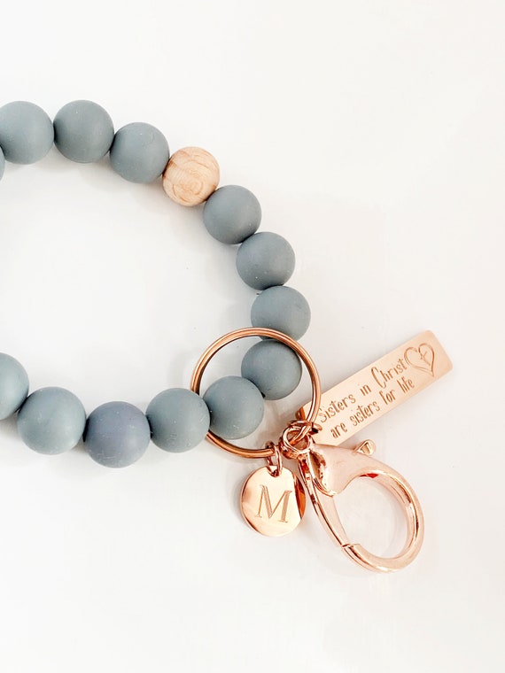Sisters in Christ  Beaded wristlet keyfob Bracelet keychain Confirmation Baptism First communion gift for her