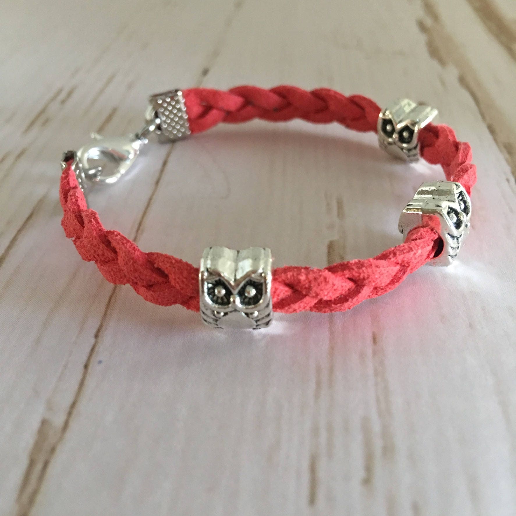 Owl BraceletBraided braceletCharm BraceletBraceletOwl Etsy