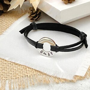 God is greater than the highs and lows, Hand Stamped Leather Washer Bracelet Confirmation gift