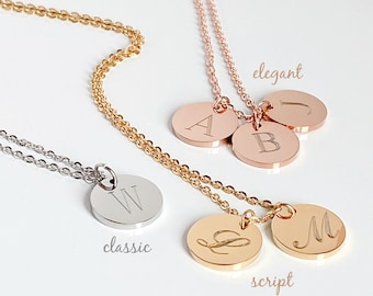 Initial charm necklace. Name necklace. Silver initial necklace. Gold. Rose Gold. Personalized Necklace. Mom Gift. Childrens Initials Charms