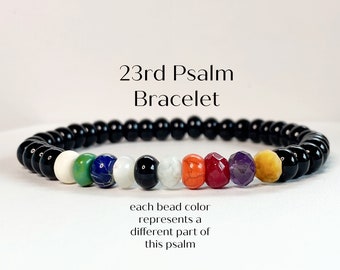 23rd Psalm bracelet, Religious jewelry, Confirmation gift, Christian jewelry, First communion gift, Baptism gift, Stretch beaded bracelet