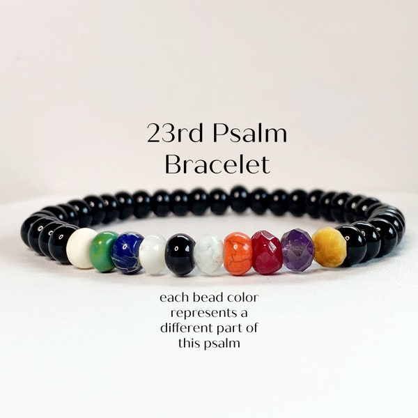 23rd Psalm bracelet, Religious jewelry, Confirmation gift, Christian jewelry, First communion gift, Baptism gift, Stretch beaded bracelet