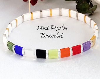 23rd Psalm bracelet, Religious jewelry, Confirmation gift, Christian jewelry, Beaded bracelet, Baptism gift, First communion gift, bff gift