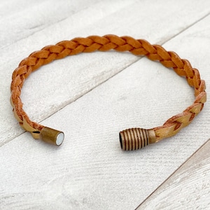 Braided Leather bracelet with bronze magnetic clasp, Unisex bracelets, Leather jewelry, Friendship bracelet, Boho Bracelet, Gift for Him image 3