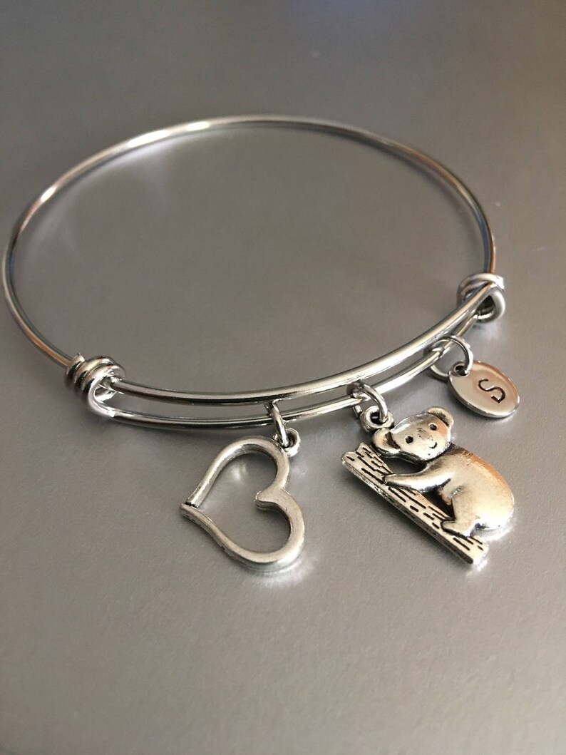 Koala bear bracelet,Koala bear charm,Monogram,gift for her Bear bracelet Bracelet,Friendship bracelet Personalized,Charm bracelet,Gift