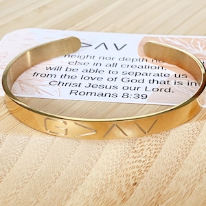 God is Greater Stainless Steel Cuff Bracelet, Christian Religious Jewelry