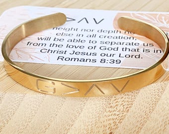 God is Greater Stainless Steel Cuff Bracelet, Christian Religious Jewelry