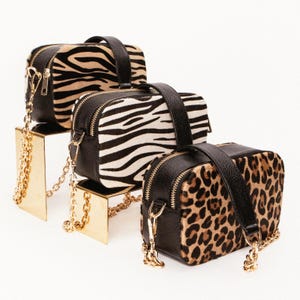 Bolso de piel de becerro hecho a mano, bolso de diseñador, bolso de piel auténtica, bolso cruzado con cadena de latón, bolso de piel de vaca, bolso de mano de lujo