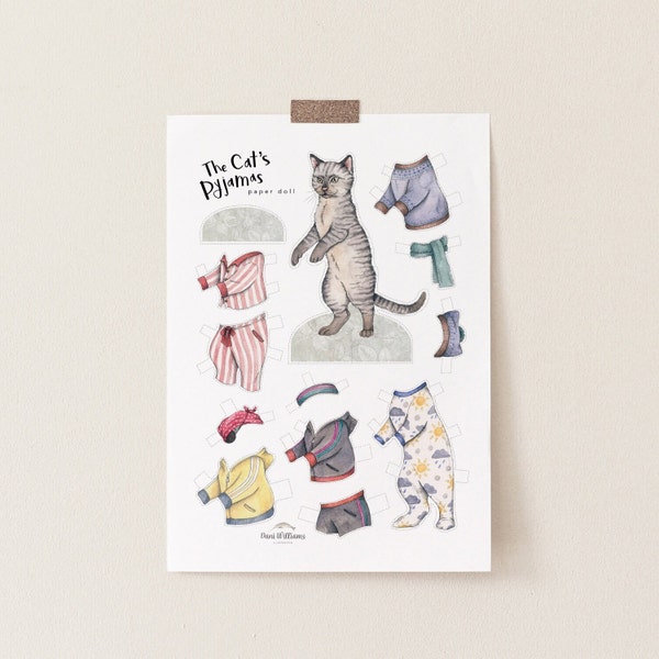 Paper doll dress up cat