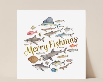 Merry Fishmas fish Christmas card