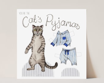 Cat's pyjamas paper doll card