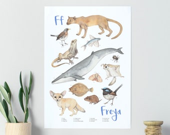 Personalised animal alphabet print