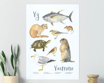 Custom animal alphabet print