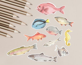 Watercolour fish animal stickers