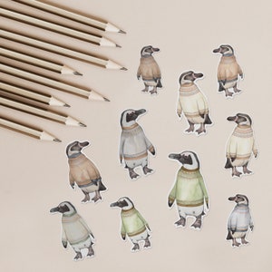 Penguin sticker set - penguins in sweaters