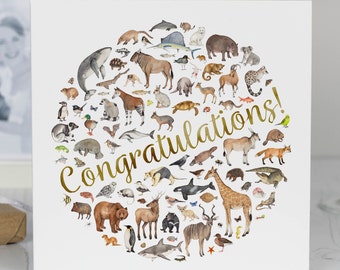 Congratulations animal greetings card