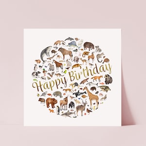 Carte d'anniversaire du règne animal