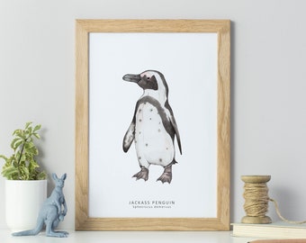 Penguin wall art - watercolour print