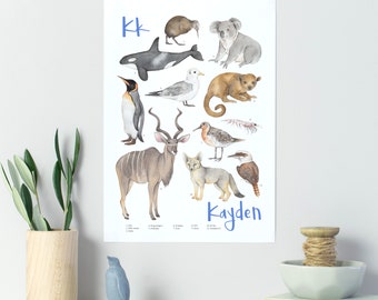 Personalised nursery art - animal alphabet