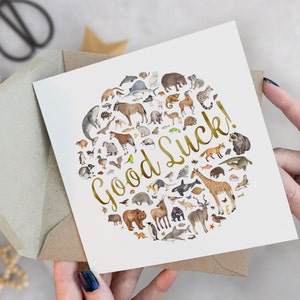 Carte porte-bonheur avec illustrations d'animaux