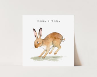 Hare illustration birthday card