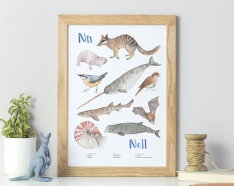 Animal alphabet personalised print