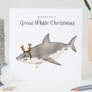 Carte de Noël grand requin blanc
