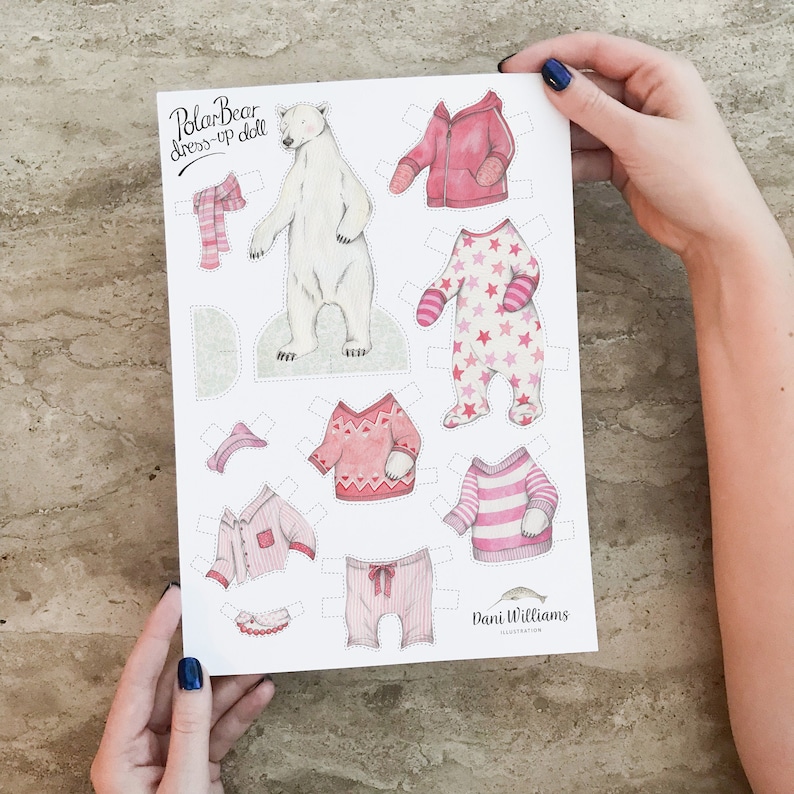 Polar Bear Paper Doll PDF Instant Download Etsy
