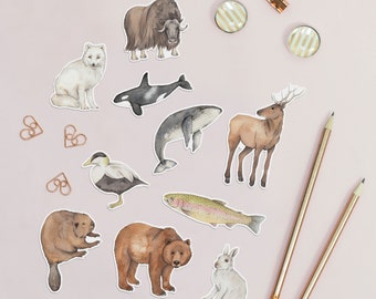 Alaskan animals sticker set