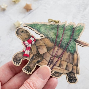 Tortoise Christmas decoration - laser cut wooden ornament