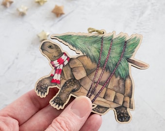 Tortoise Christmas decoration - laser cut wooden ornament