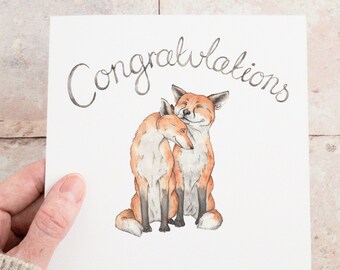 Congratulations card with foxes