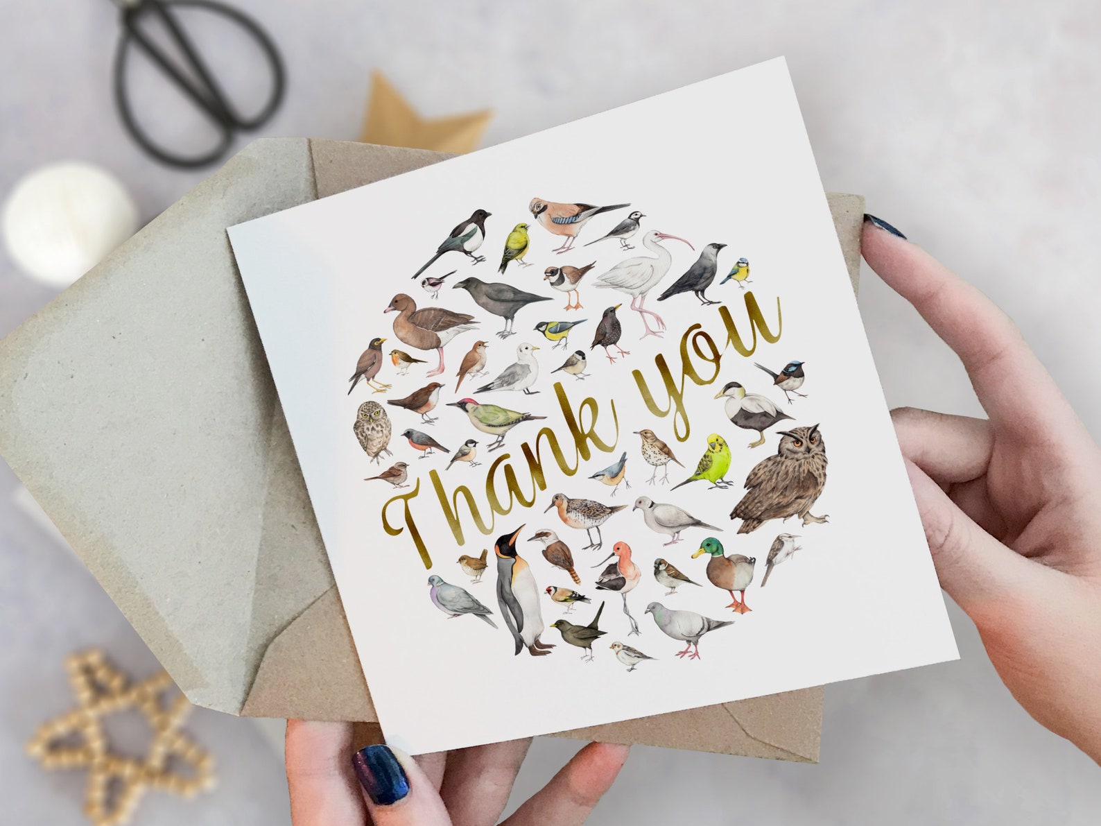 Bird Thank You Card - Etsy