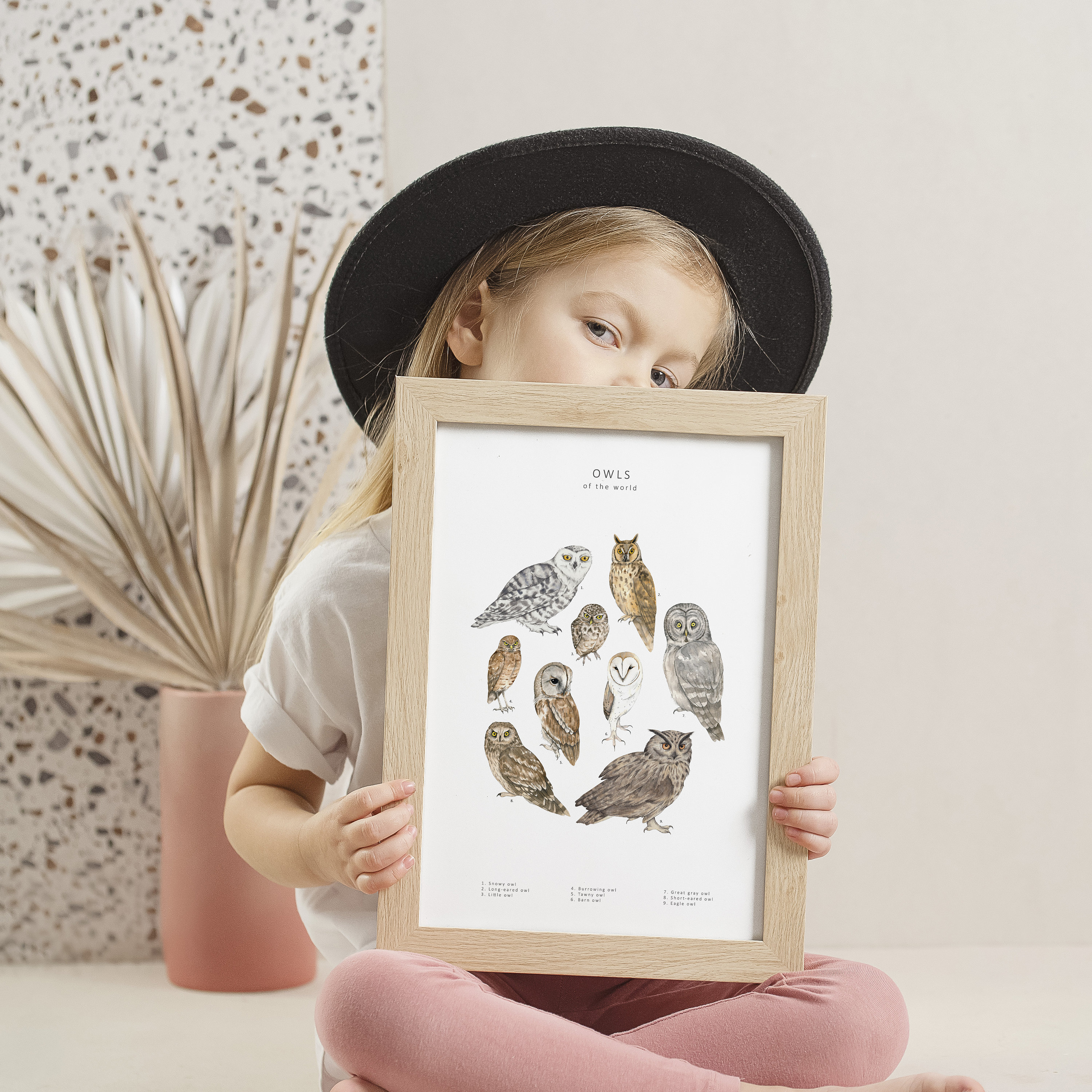 Owls digital download watercolour print