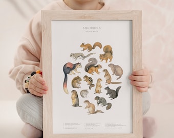 Squirrels illustration downloadable art print