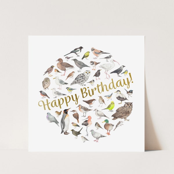 Bird illustration birthday card