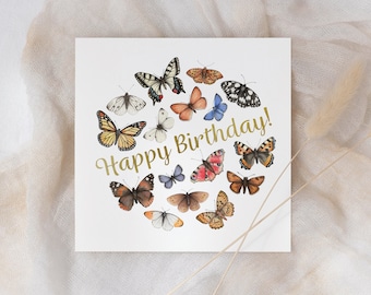 Butterfly illustration birthday card