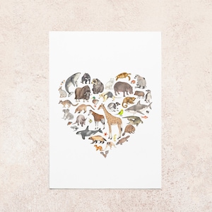 Animal heart postcard