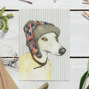 Whippet dog in a hat note card zdjęcie 2