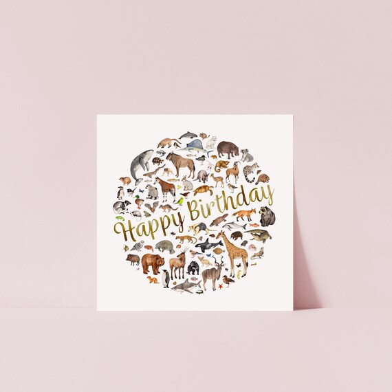 Animal Kingdom Birthday Card Etsy